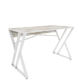 Masa birou GYZA, alb cu efect de marmura, alb, PAL melaminat, 120x60x75 cm