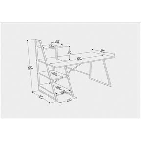 Birou Admira, alb/stejar, PAL/metal, 120x60x120 cm