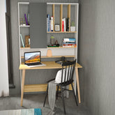 Birou LEMN, alb/stejar, PAL, 120x60x197 cm