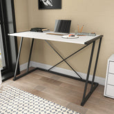 Masa birou Adelaide, alb/negru, PAL/metal, 114x60x75 cm