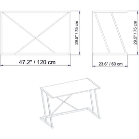 Masa birou Adelaide, alb/negru, PAL/metal, 114x60x75 cm