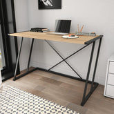 Masa birou Adelaide, stejar/negru, PAL/metal, 114x60x75 cm