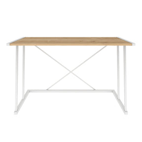 Masa birou Adelaide, alb/stejar, PAL/metal, 114x60x75 cm