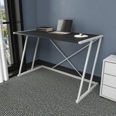 Masa birou Adelaide, gri/alb, PAL/metal, 114x60x75 cm