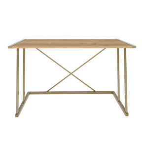 Masa birou Adelaide, auriu/stejar, PAL/metal, 114x60x75 cm