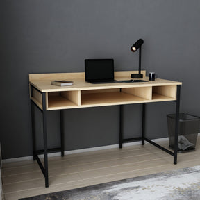 Birou Alma, stejar/negru, PAL, 120x60x75 cm