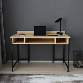 Birou Alma, stejar/negru, PAL, 120x60x75 cm