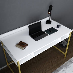 Birou Alma, alb/auriu, PAL, 120x60x75 cm