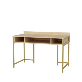 Birou Alma, stejar/auriu, PAL, 120x60x75 cm