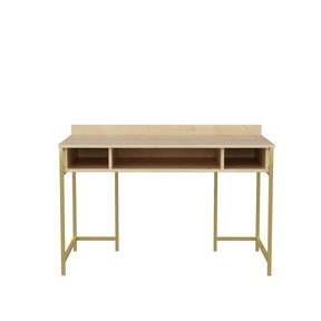 Birou Alma, stejar/auriu, PAL, 120x60x75 cm