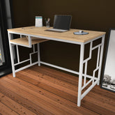 Birou Kennesaw, alb/stejar, PAL, 120x60x75 cm