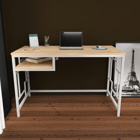 Birou Kennesaw, alb/stejar, PAL, 120x60x75 cm