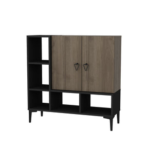 Pantofar Platin, negru/nuc, PAL melaminat, 100x35x100 cm