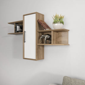 Raft Olida, nuc/alb, PAL melaminat, 119x35x52 cm