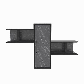 Raft Olida, negru cu imprimeu marmura, PAL melaminat, 119x35x52 cm