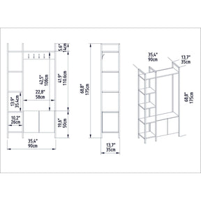 Cuier Doga, nuc/negru, PAL, 90x35x175 cm