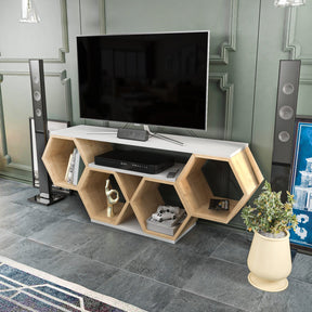 Comoda TV Bal, stejar/alb, PAL, 140x30x55 cm