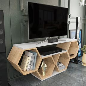 Comoda TV Bal, stejar/alb, PAL, 140x30x55 cm