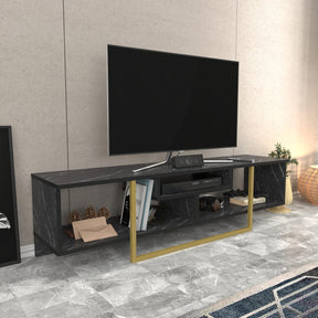 Comoda TV Asal 150, negru/auriu, PAL, 150x35x40 cm