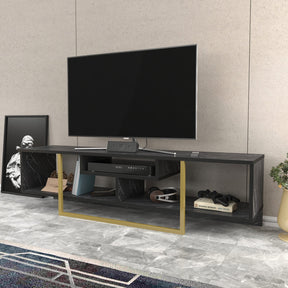 Comoda TV Asal 150, negru/auriu, PAL, 150x35x40 cm