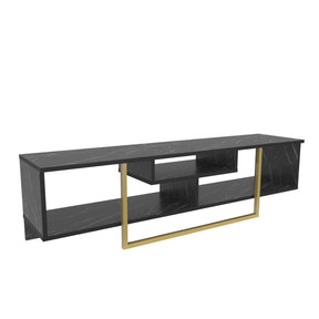 Comoda TV Asal 150, negru/auriu, PAL, 150x35x40 cm