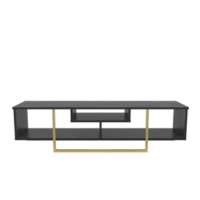 Comoda TV Asal 150, negru/auriu, PAL, 150x35x40 cm