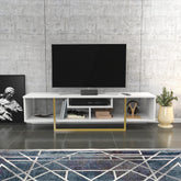 Comoda TV Asal 150, alb/auriu, PAL, 150x35x40 cm