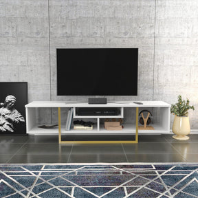Comoda TV Asal 150, alb/auriu, PAL, 150x35x40 cm
