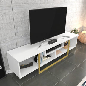 Comoda TV Asal 150, alb/auriu, PAL, 150x35x40 cm
