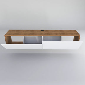 Comoda TV Poling, alb/nuc, PAL melaminat, 160x37x34 cm