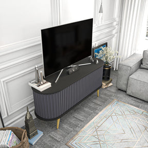 Comoda TV Stor, gri/negru, PAL melaminat, 140x43x64 cm