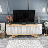 Comoda TV Stor, stejar/alb, PAL melaminat, 180x43x60 cm