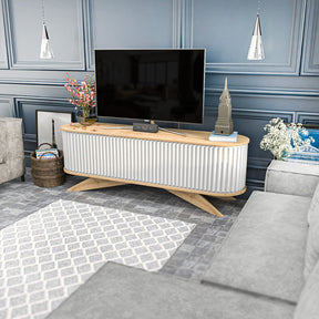 Comoda TV Stor, stejar/alb, PAL melaminat, 180x43x60 cm