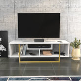 Comoda Asal 120, alb/auriu, PAL, 120x35x40 cm