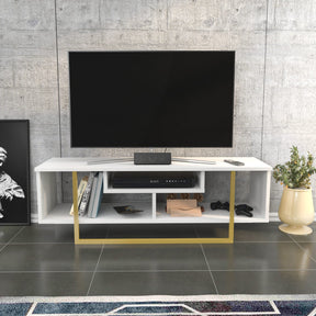 Comoda Asal 120, alb/auriu, PAL, 120x35x40 cm