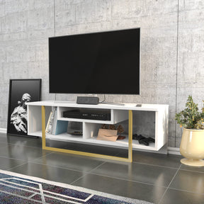 Comoda Asal 120, alb/auriu, PAL, 120x35x40 cm