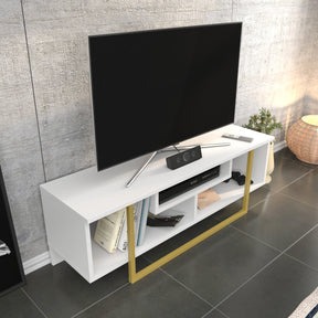 Comoda Asal 120, alb/auriu, PAL, 120x35x40 cm