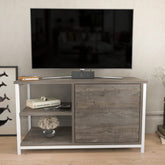 Comoda TV Muskegon, gri/alb, PAL/metal, 90x35x51 cm