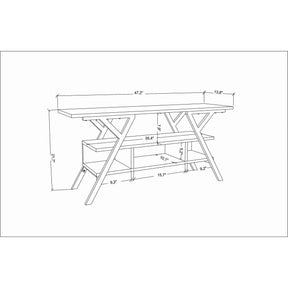 Comoda TV Minerva, alb/negru, PAL/metal, 120x35x55 cm