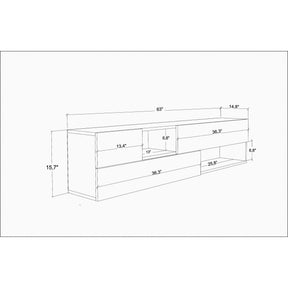 Comoda TV Morton, alb, PAL, 160x37,7x40 cm