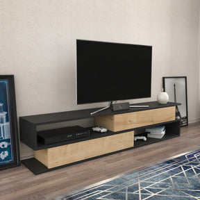 Comoda TV Cortez, stejar/gri, PAL, 160x35x39 cm