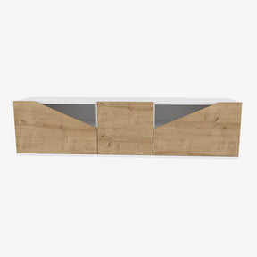 Comoda TV Carson, alb/stejar, PAL, 160x35x40 cm