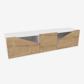 Comoda TV Carson, alb/stejar, PAL, 160x35x40 cm