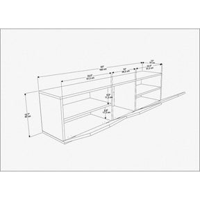 Comoda TV Carson, alb/stejar, PAL, 160x35x40 cm