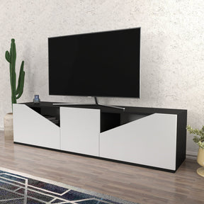 Comoda TV Carson, alb/gri, PAL, 160x35x40 cm