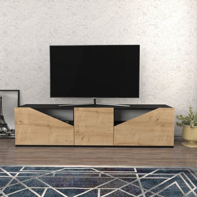 Comoda TV Carson, stejar/gri, PAL, 160x35x40 cm