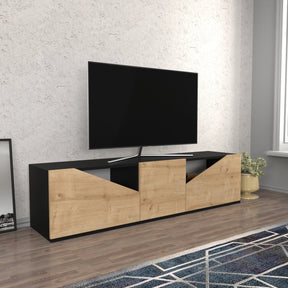 Comoda TV Carson, stejar/gri, PAL, 160x35x40 cm