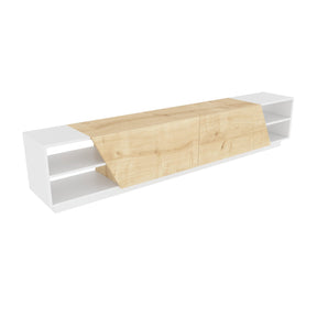 Comoda TV Rhodes, alb/stejar, PAL melaminat, 240x37x47 cm