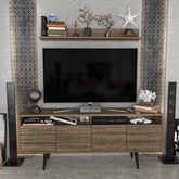 Set comoda TV si polita Ola, nuc, PAL melaminat, 160x35x64.5 cm