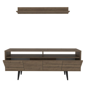 Set comoda TV si polita Ola, nuc, PAL melaminat, 160x35x64.5 cm